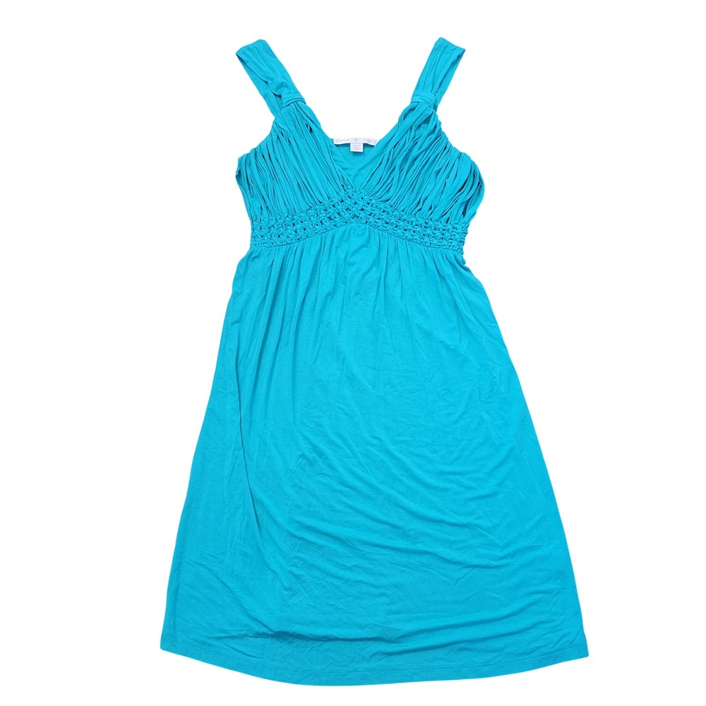 Boston Proper XS Knit Dress Blue Empire Waist Sleeveless Boho Summer Beach